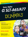 Sony Alpha SLT-A65/A77 For Dummies (eBook)